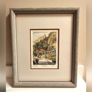 Hand Tinted Art Etchings of St Peter's Churchyard in Salzburg